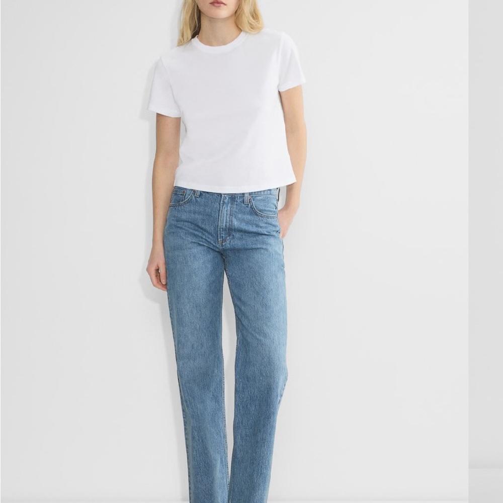 Denim Forum Blue Straight Leg Jeans Classic Fit